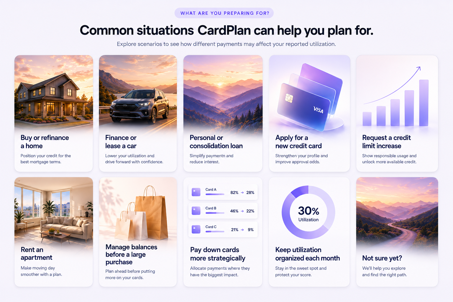 What are you preparing for? Ten common situations CardPlan can help plan for.