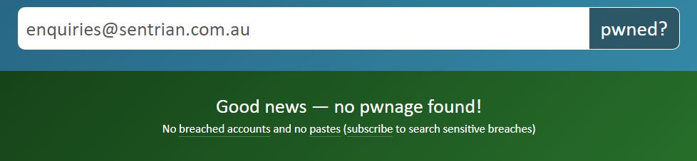 Safe database breach message