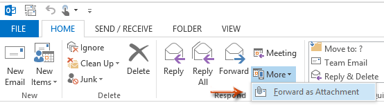 Forward email as attachment button in Outlook 2016