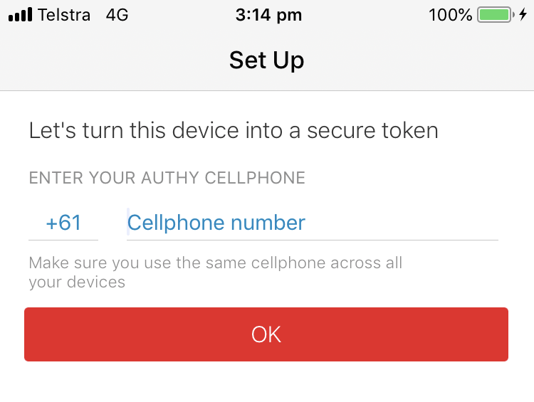 Authy Setup - Phone