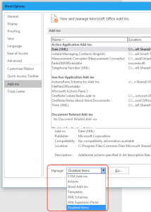 Word 2016 - Manage