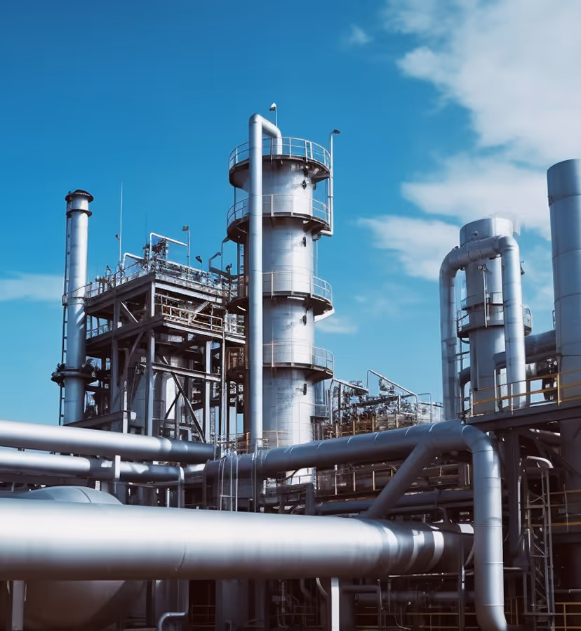 Chemical processing plant piping and towers