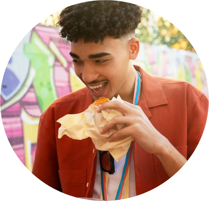 Man eating burger