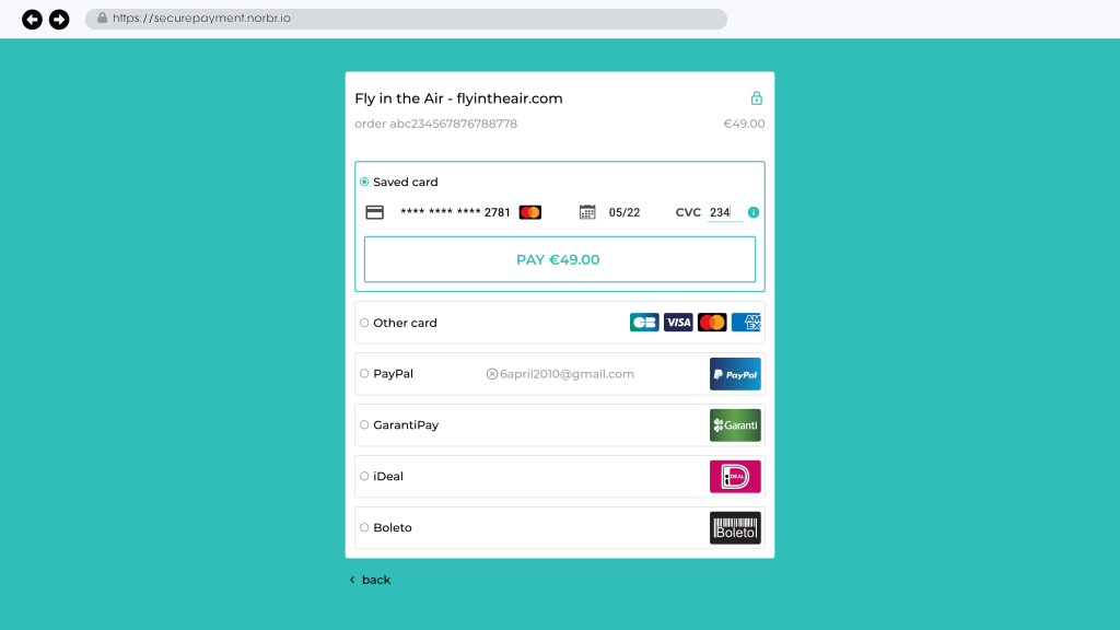 Example of NORBr checkout page