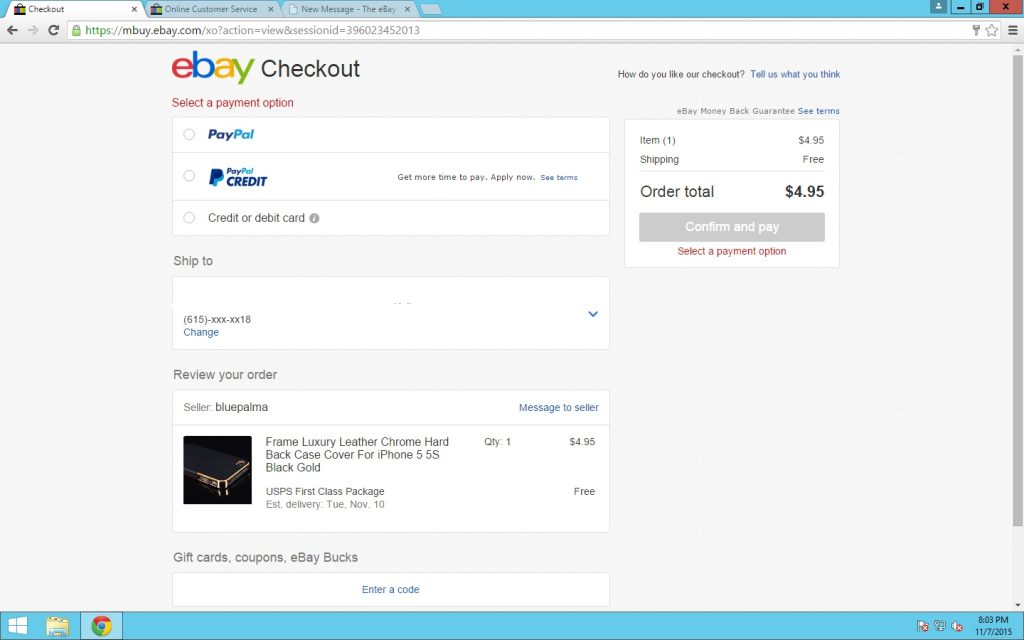 Ebay checkout page (2015) - Source: https://community.ebay.com/