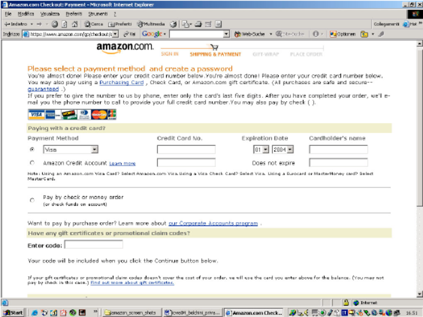 Amazon checkout page (2000) - Source: https://www.researchgate.net/