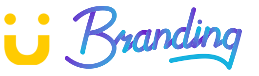 Logo with two yellow horizontal stripes on the left and the word 'Branding' in a bold, cursive gradient blue-purple font on the right.