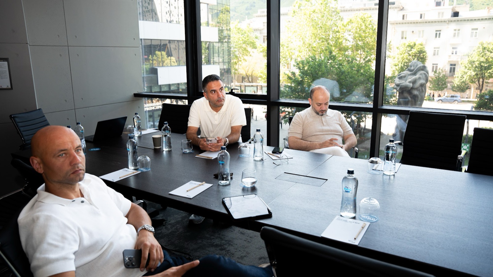 Analyse-Gespräch am Tisch, Investment-Reise Georgien