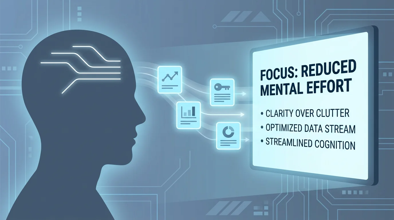 Illustration of limited working memory chunks feeding a single clear slide headline