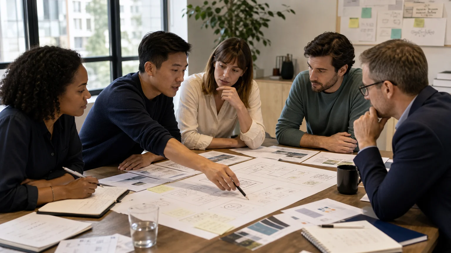 Cross-functional innovation team aligning around a shared project outcome