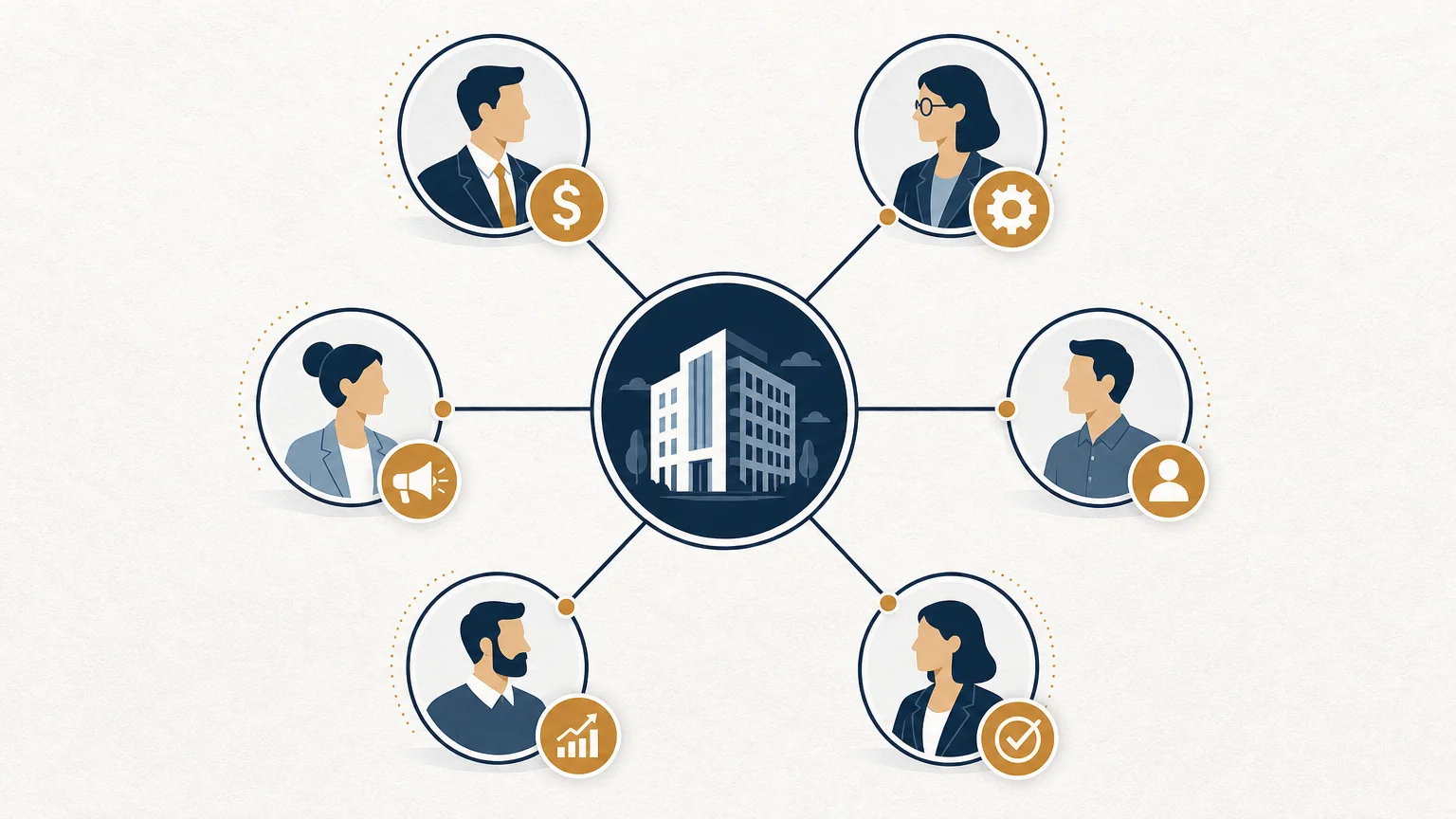 B2B buying committee separated into distinct customer roles