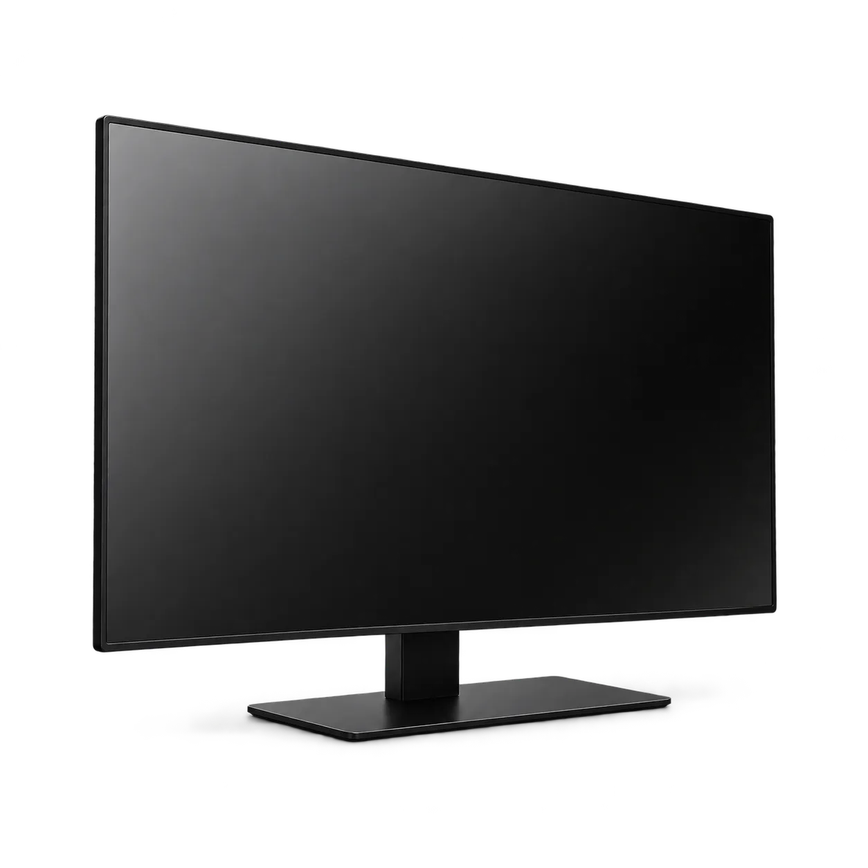 Großformatiges schwarzes Display auf Tischstandfuß