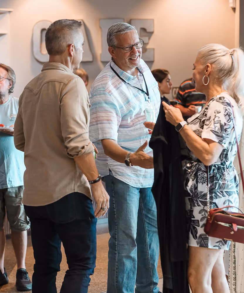 man and a women talking after church