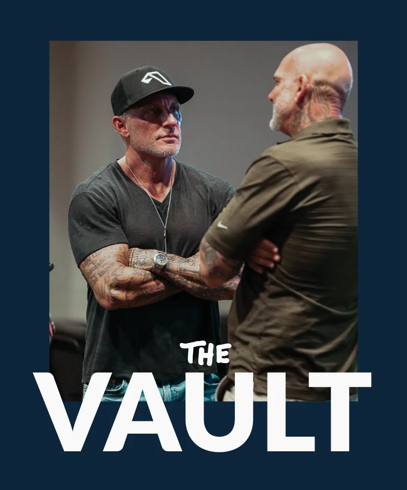 Promotional graphic for The Vault, a weekly men's group at The Sanctuary.