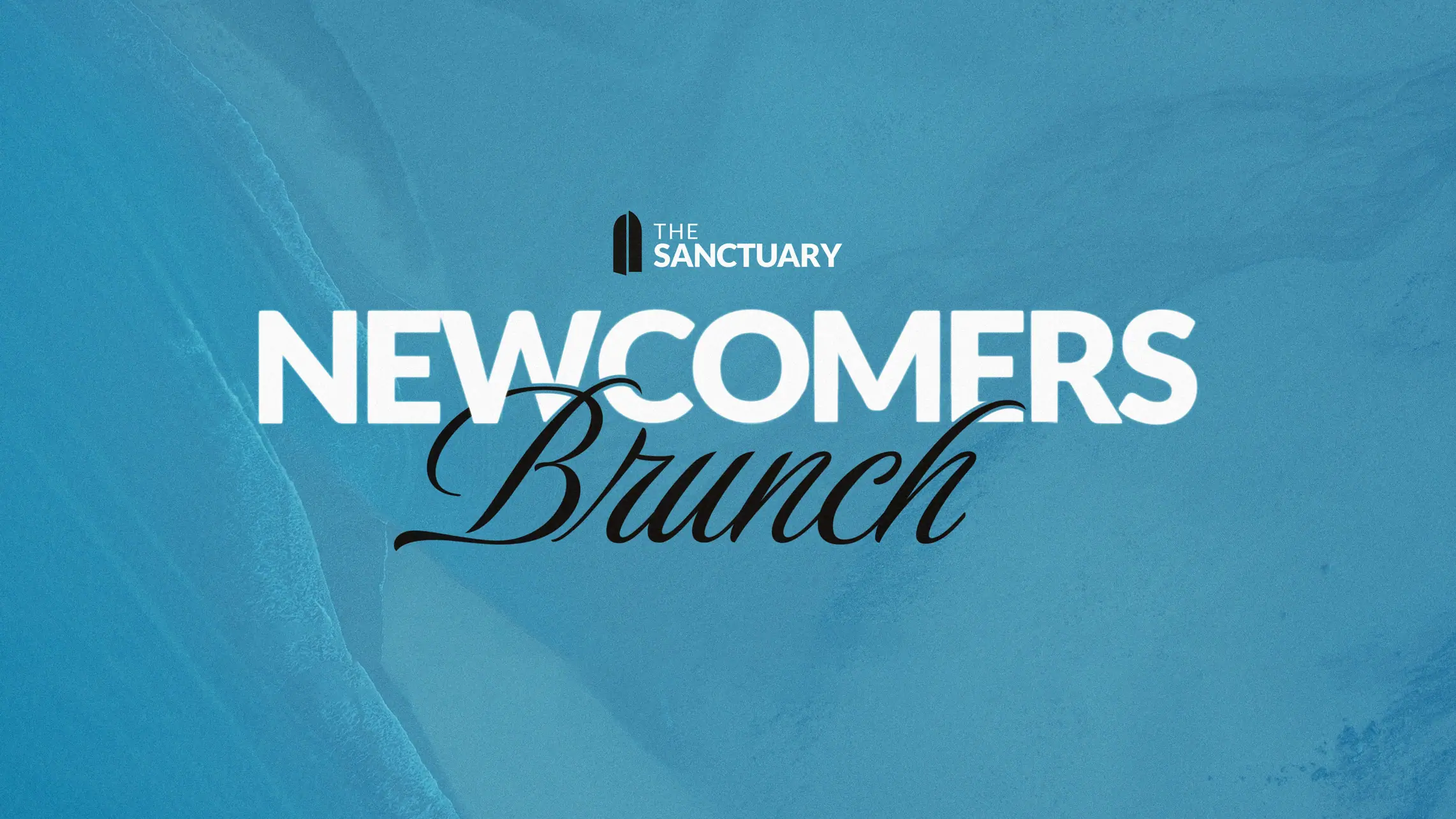 Wide promotional graphic for The Sanctuary Newcomers' Brunch event.