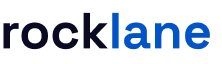 Rocklane text logo with 'rock' in black and 'lane' in blue letters on a transparent background.