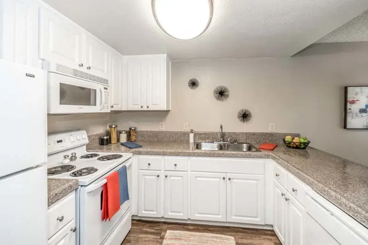 Kitchen with white cabinets