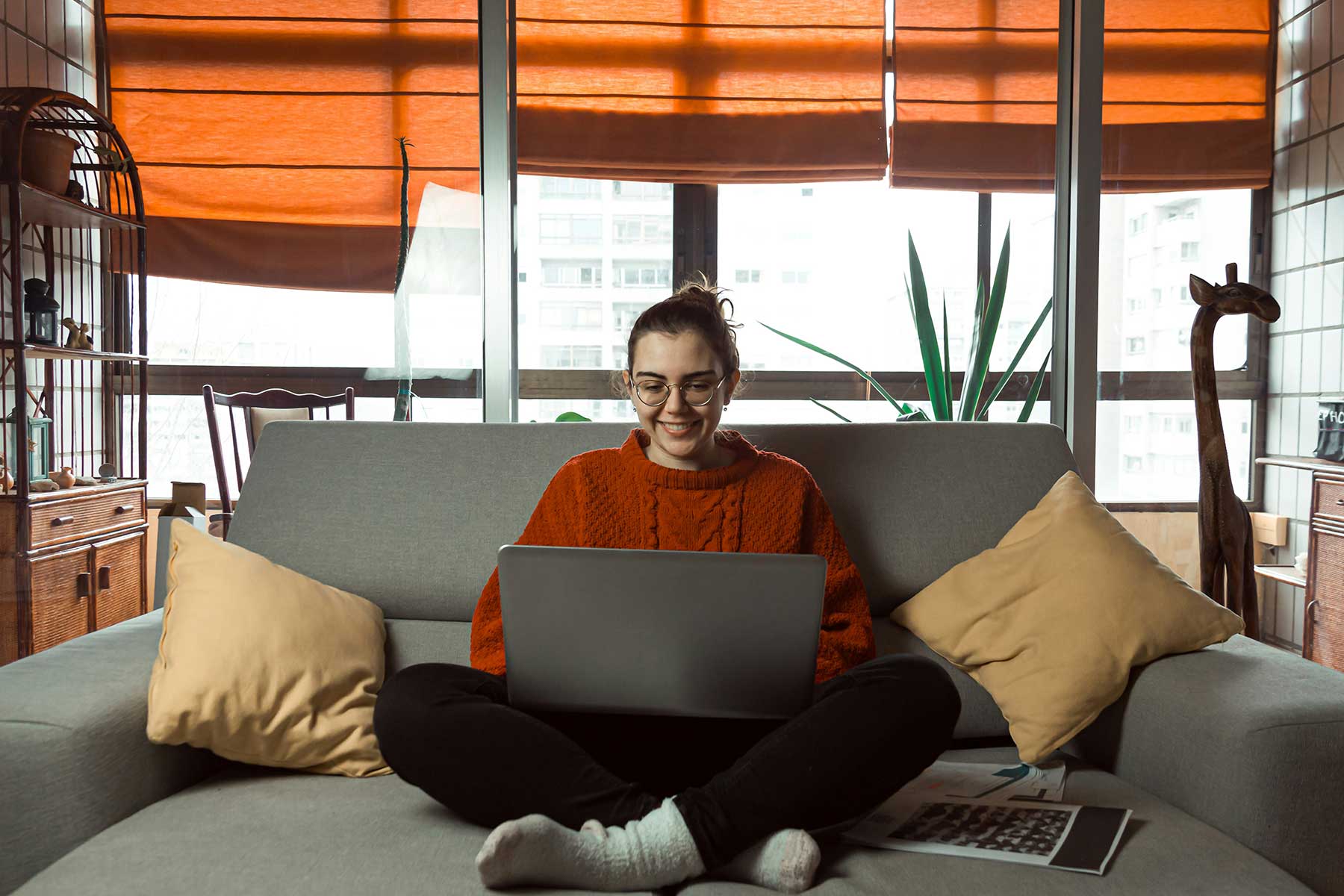 Therapist taking part in online learning from home