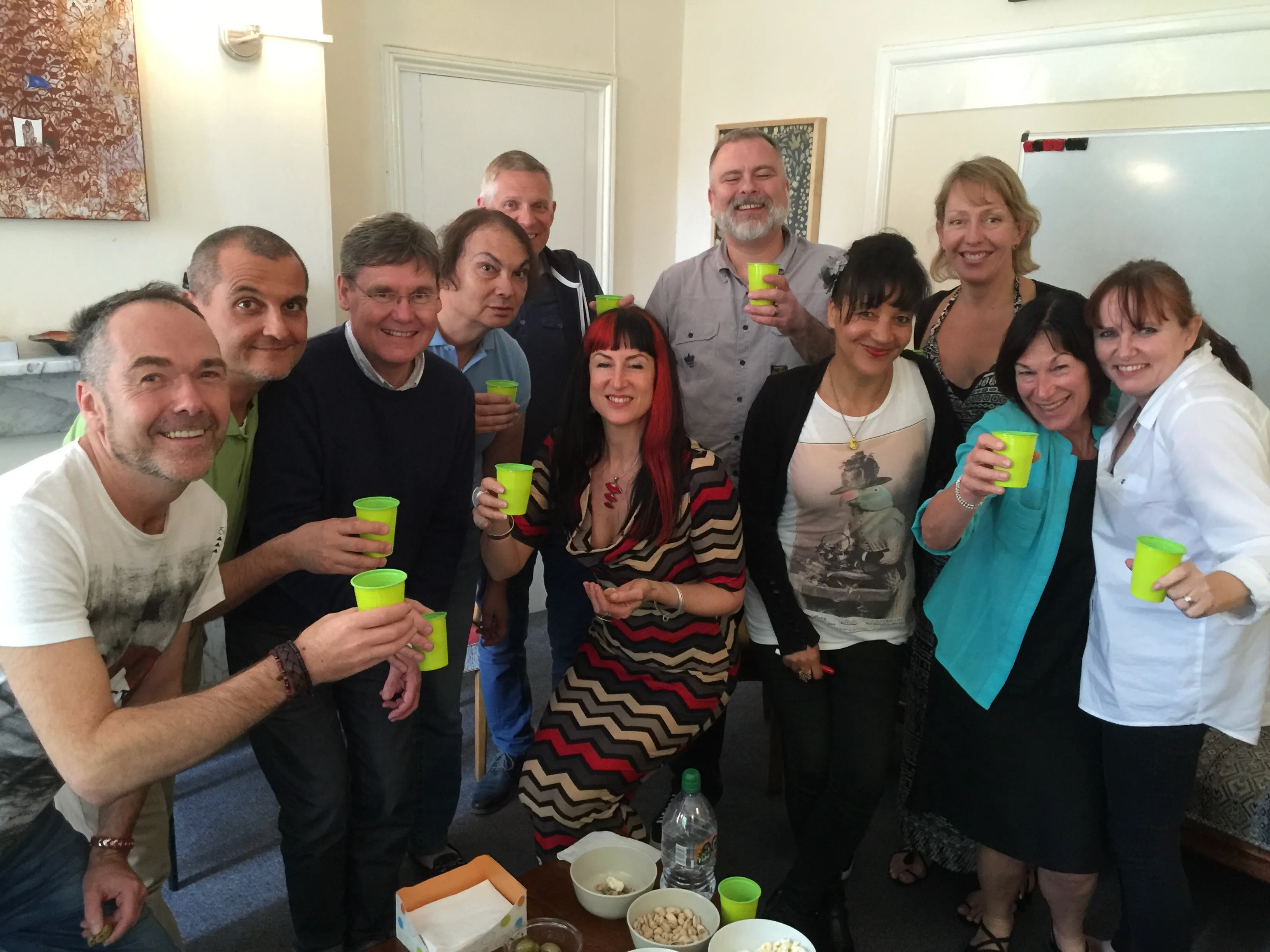 Graduates and course leaders celebrating the end of the Diploma in Relationship Therapy in 2015