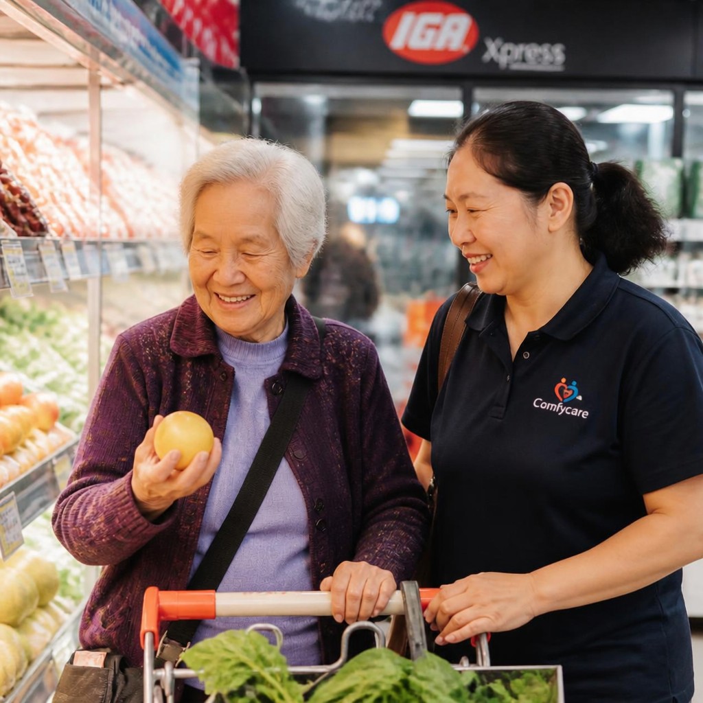 Support at Home carer with elderly client in Castle Hill