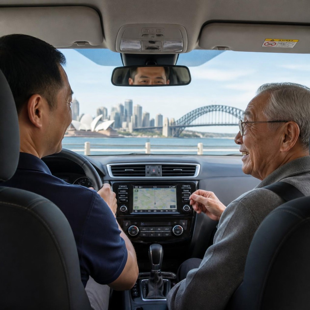 Support worker driving an older client to visit friends and stay socially connected