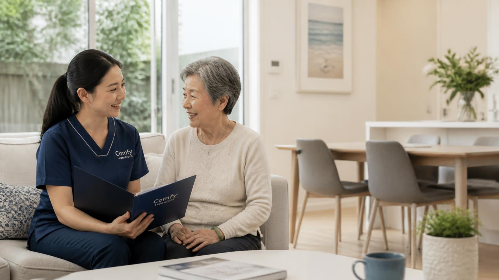 Support at Home carer with elderly client in Surry Hills