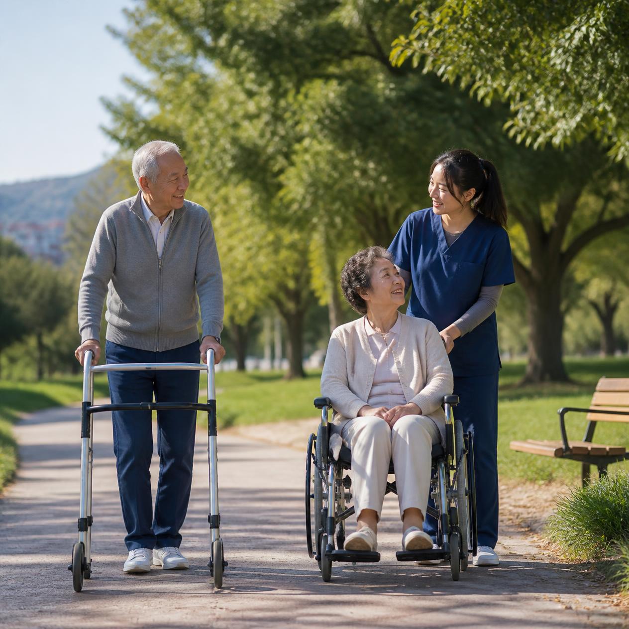 Client enjoying a social outing at the park with their support worker