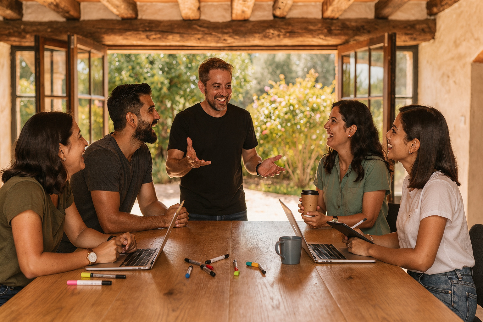 Equipo en un offsite fuera de la oficina