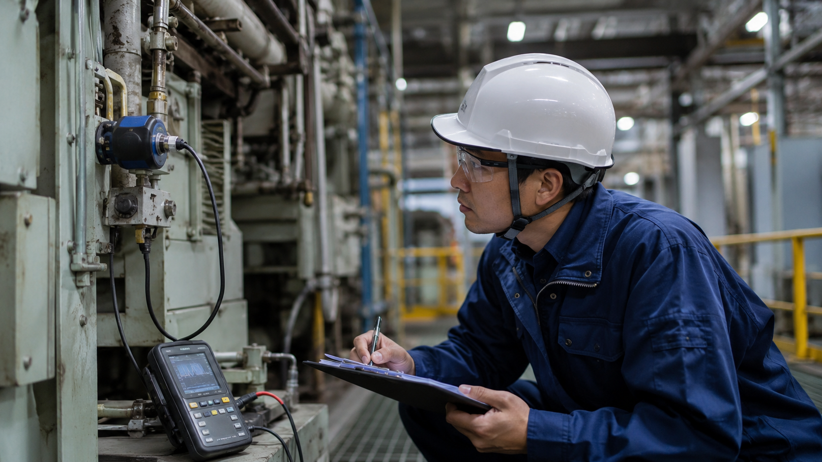 製造設備を点検する技術者