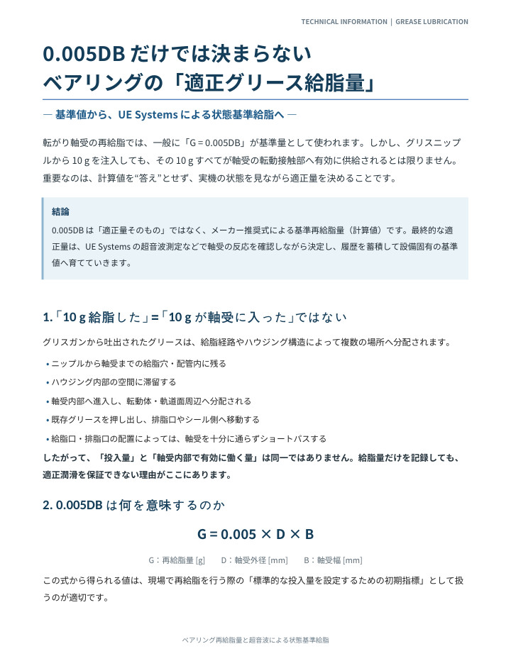 ベアリング適正再給脂 技術メモの表紙