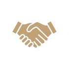 Icon of two hands shaking, symbolizing agreement or partnership, in a circular white background.