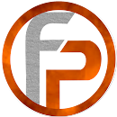 Round logo with stylized letters F and P intertwined in gray and orange inside a circular border.