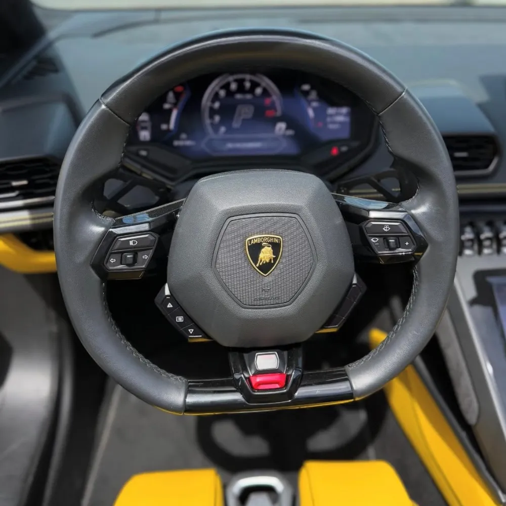 Lamborghini Huracán EVO Spyder steering wheel and digital instrument display
