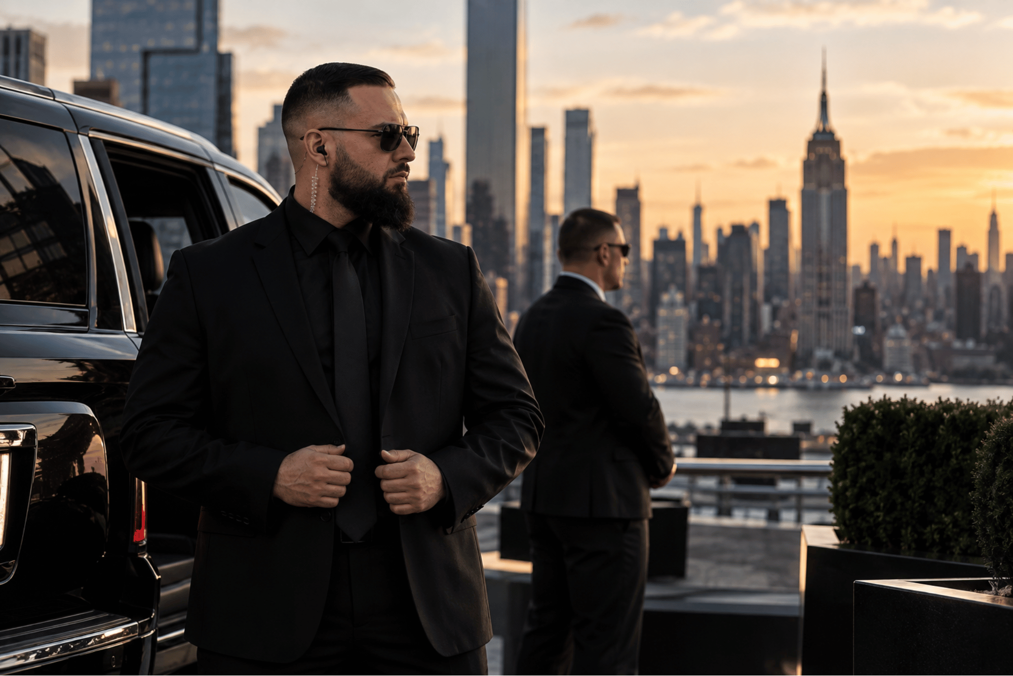 showing multiple private security guards