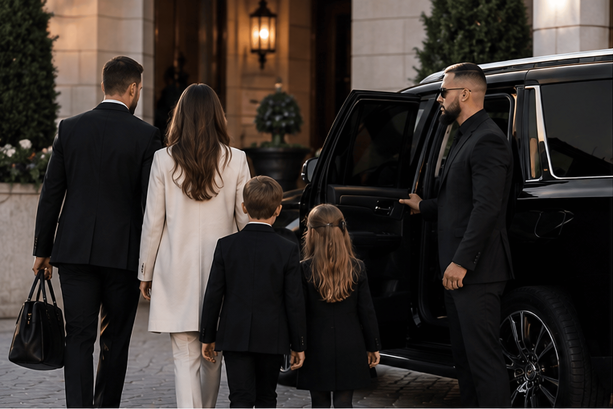 dropping off family after security detail in greenwich