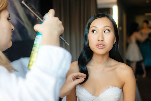 Bride with elegant makeup, wedding in Spain