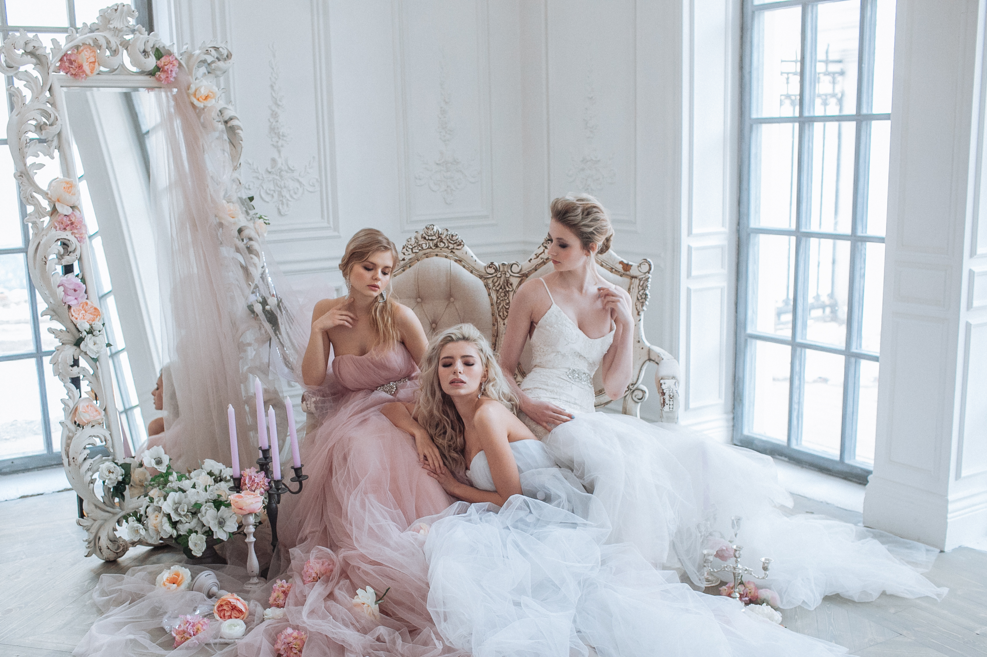 Romantic wedding hairstyle for a bride, Europe