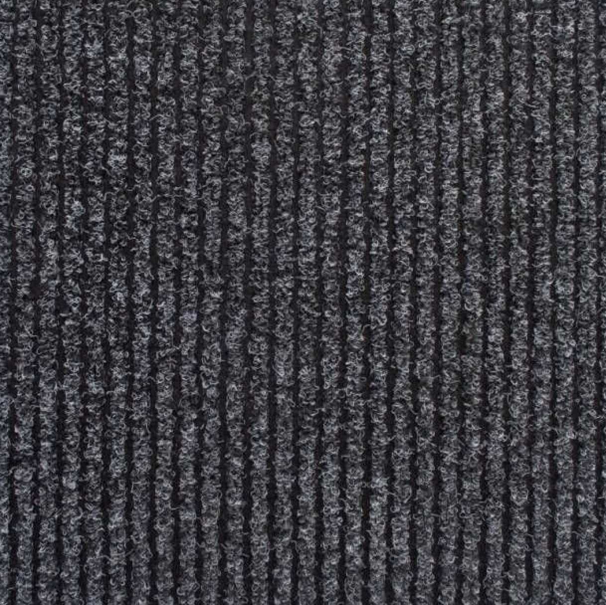 Close-up of a textured fabric with vertical ribbed pattern in shades of dark gray and black.