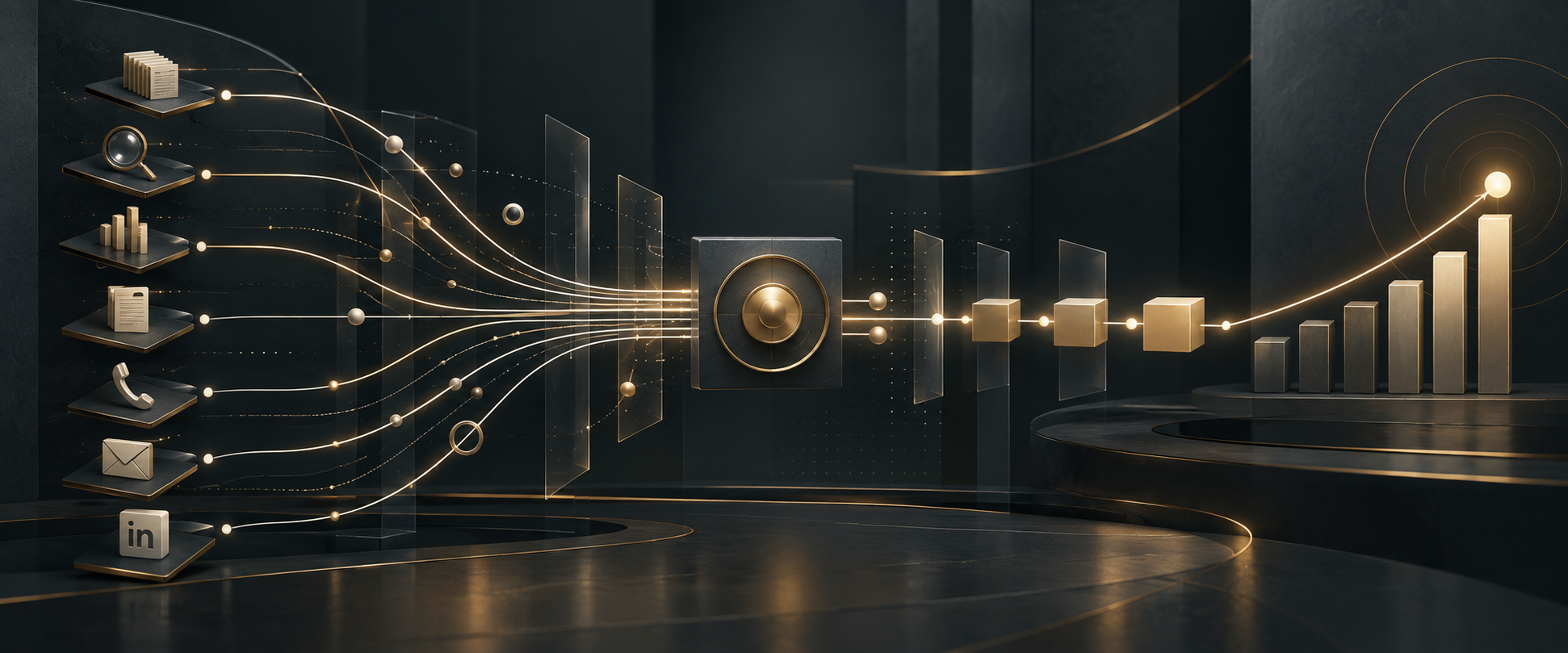 UpRoar Growth Engine coordinating account research, multichannel outreach, and revenue prioritization
