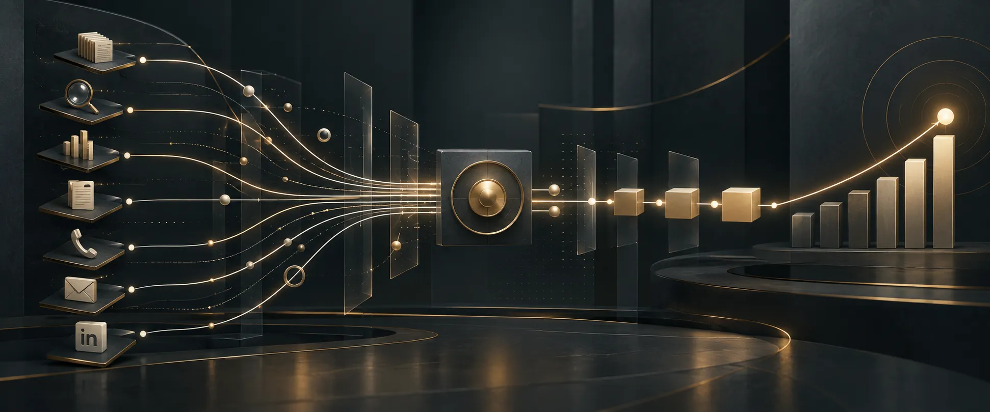 UpRoar Growth Engine coordinating account research, multichannel outreach, and revenue prioritization