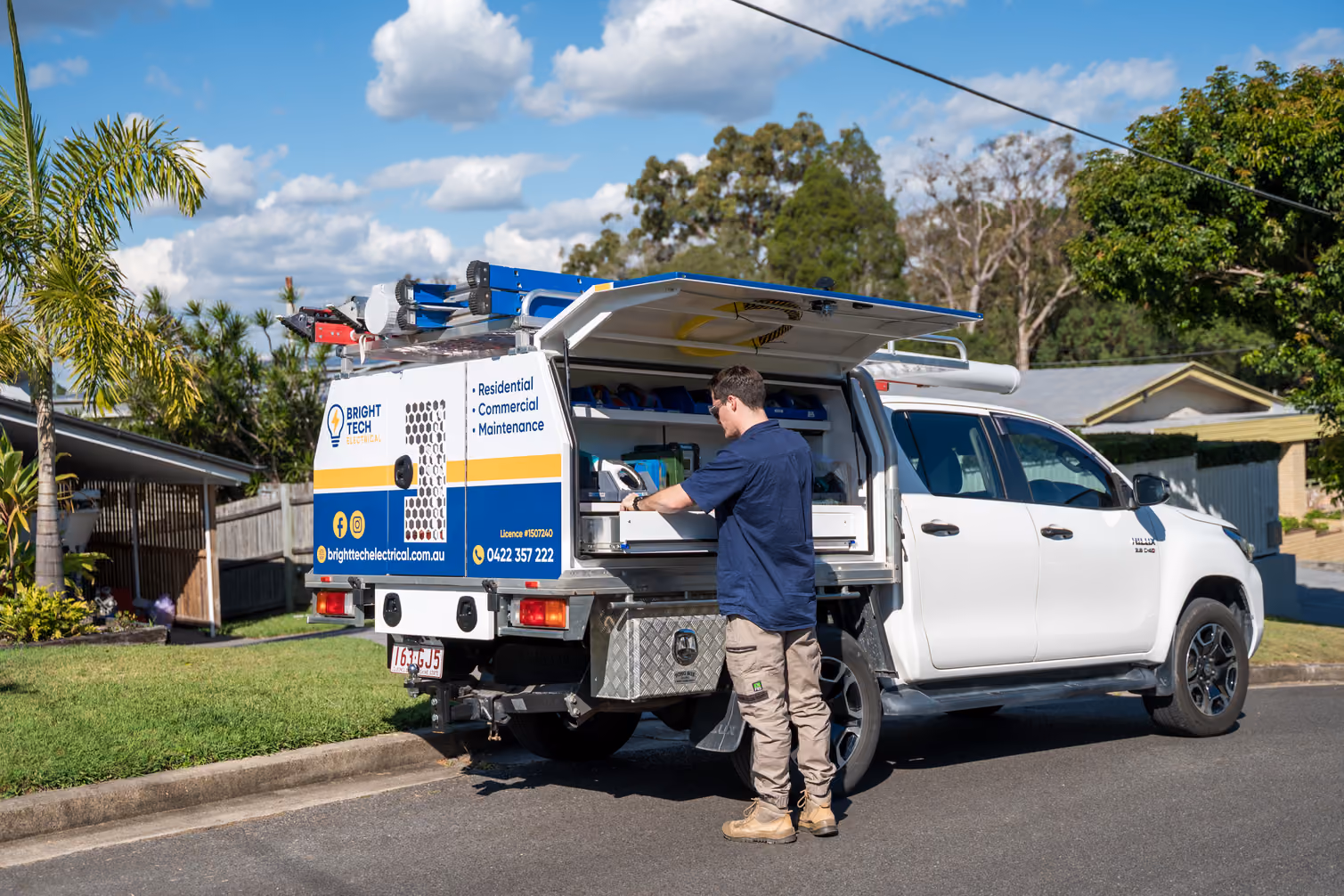 Professional electrician completing electrical work