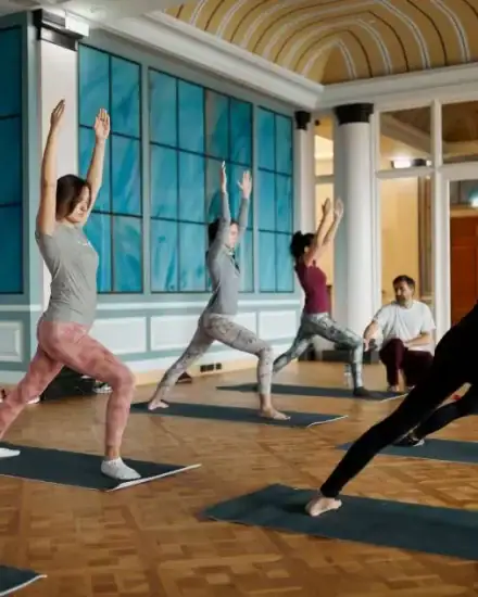 Yoga class at Barok Estates International, promoting wellness and relaxation.