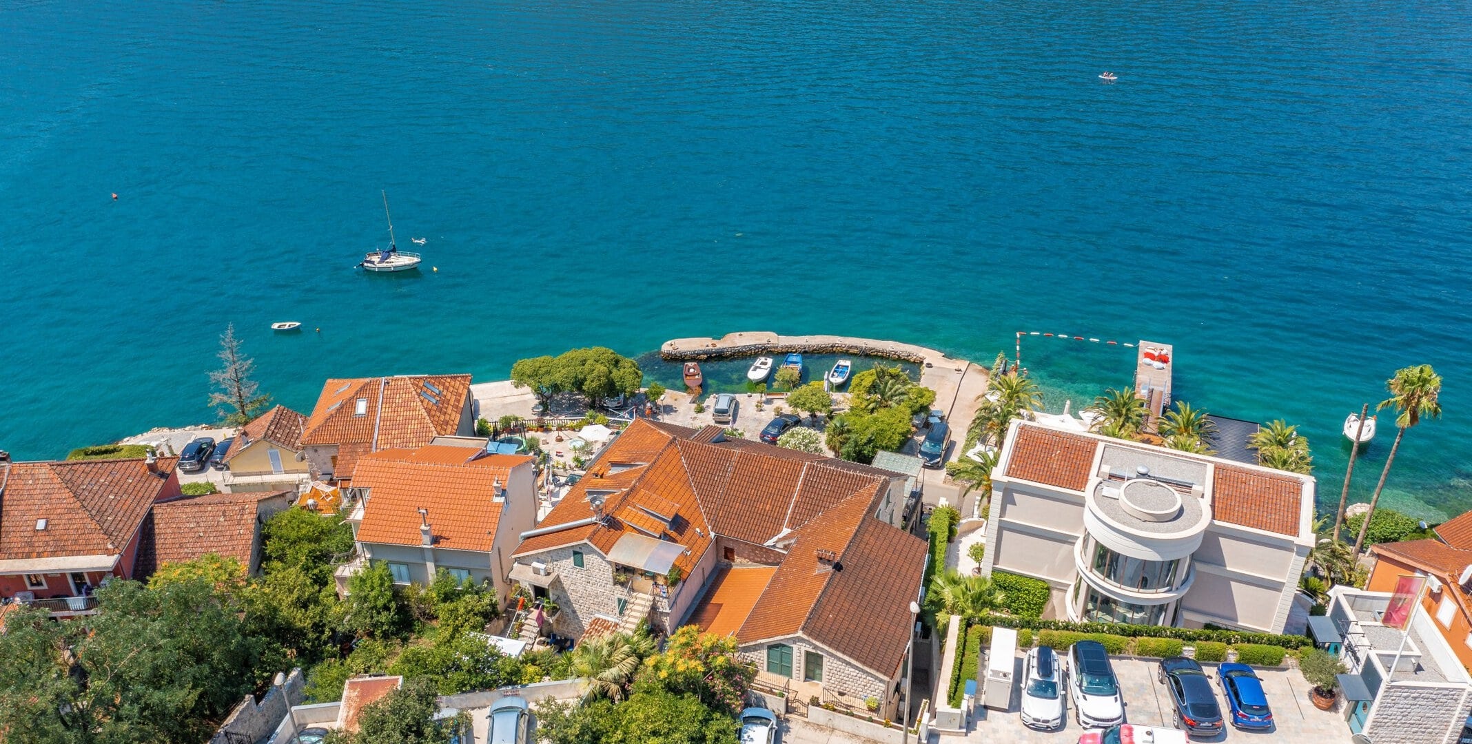 Twelve-Bedroom Waterfront Stone House in Dobrota, Kotor Bay
