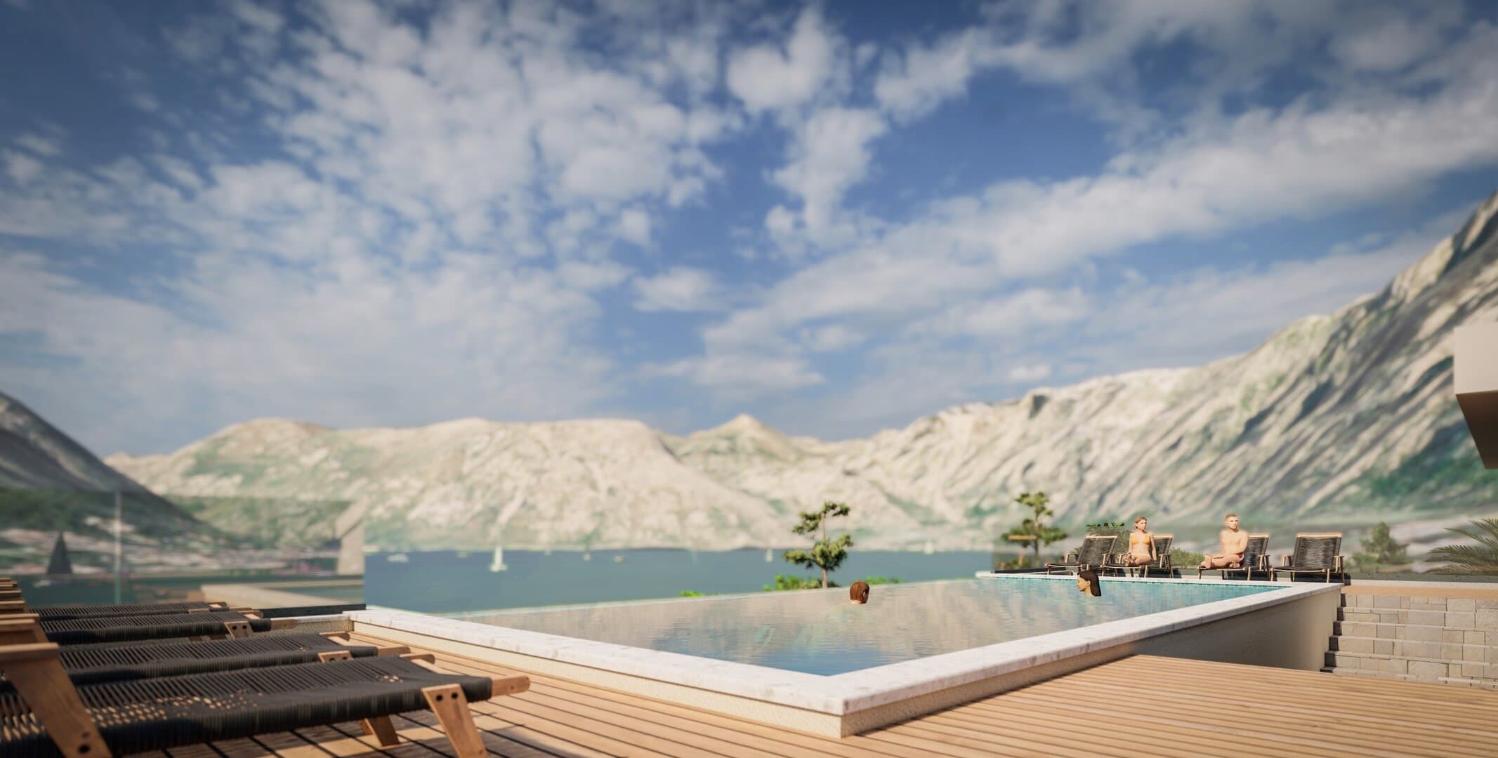 Three-Bedroom Apartment with Rooftop Pool in Dobrota, Kotor