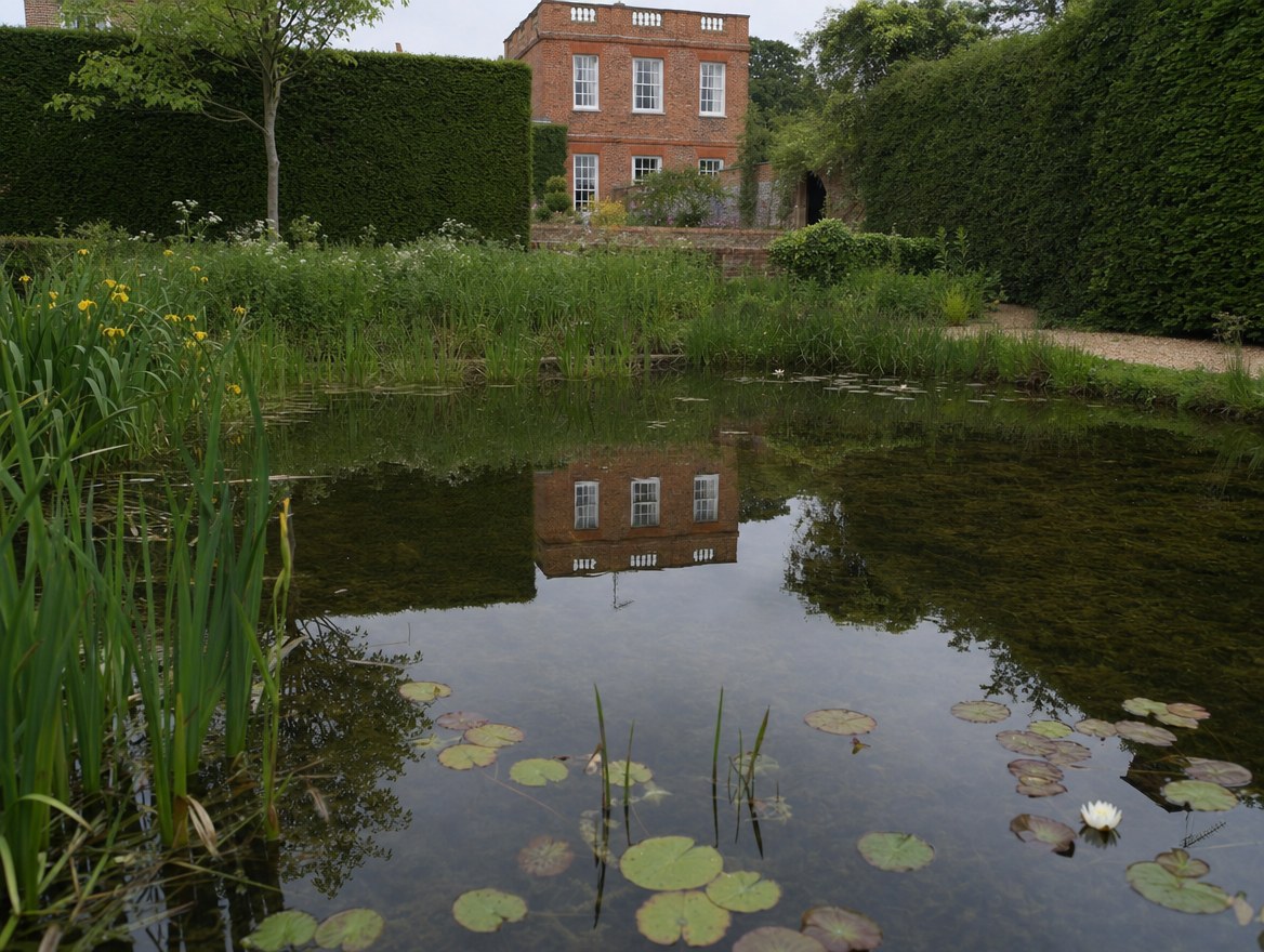 A natural bathing pool beside a timber lodge