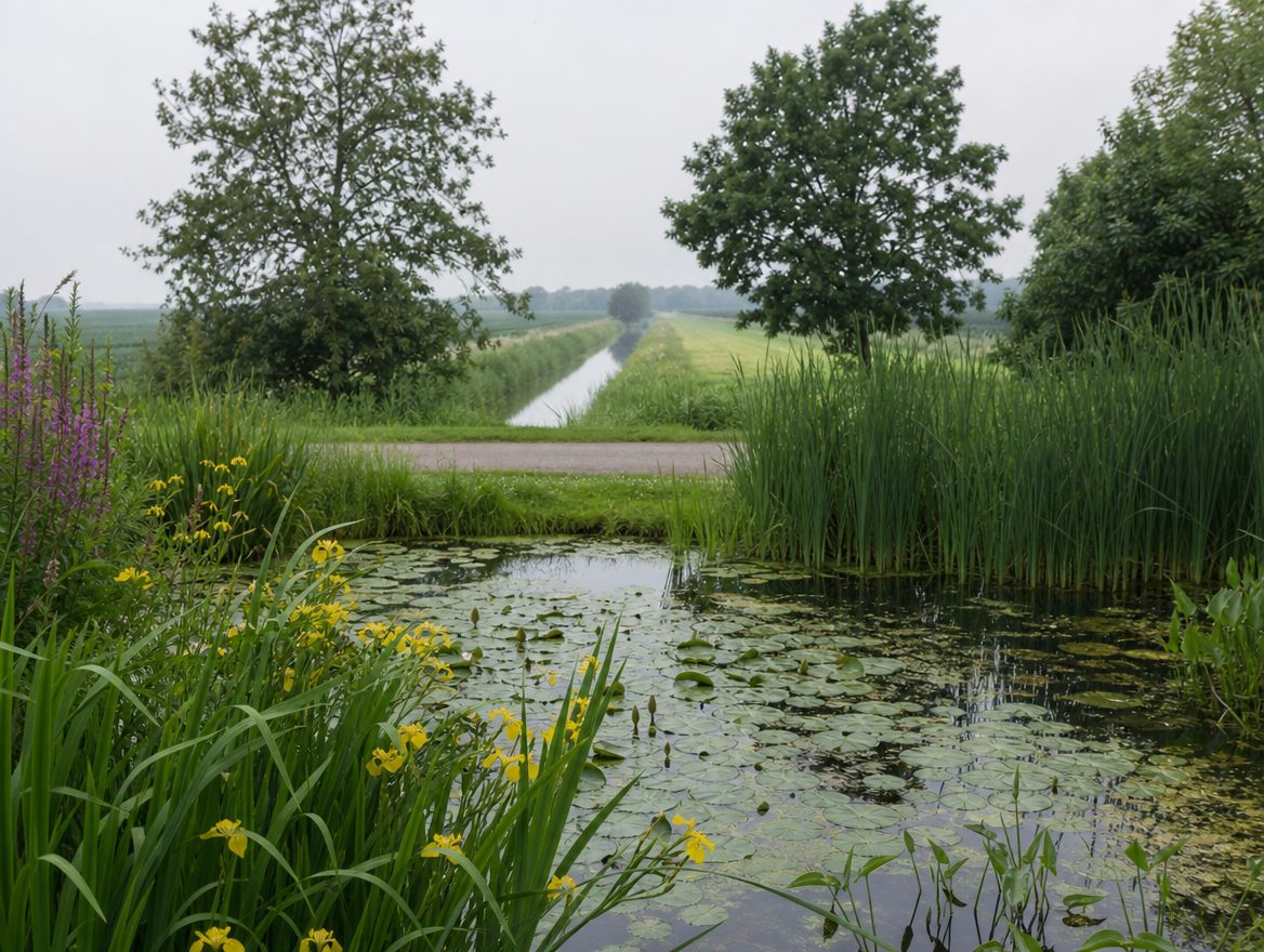 Gravel path running to a pond in a formal garden