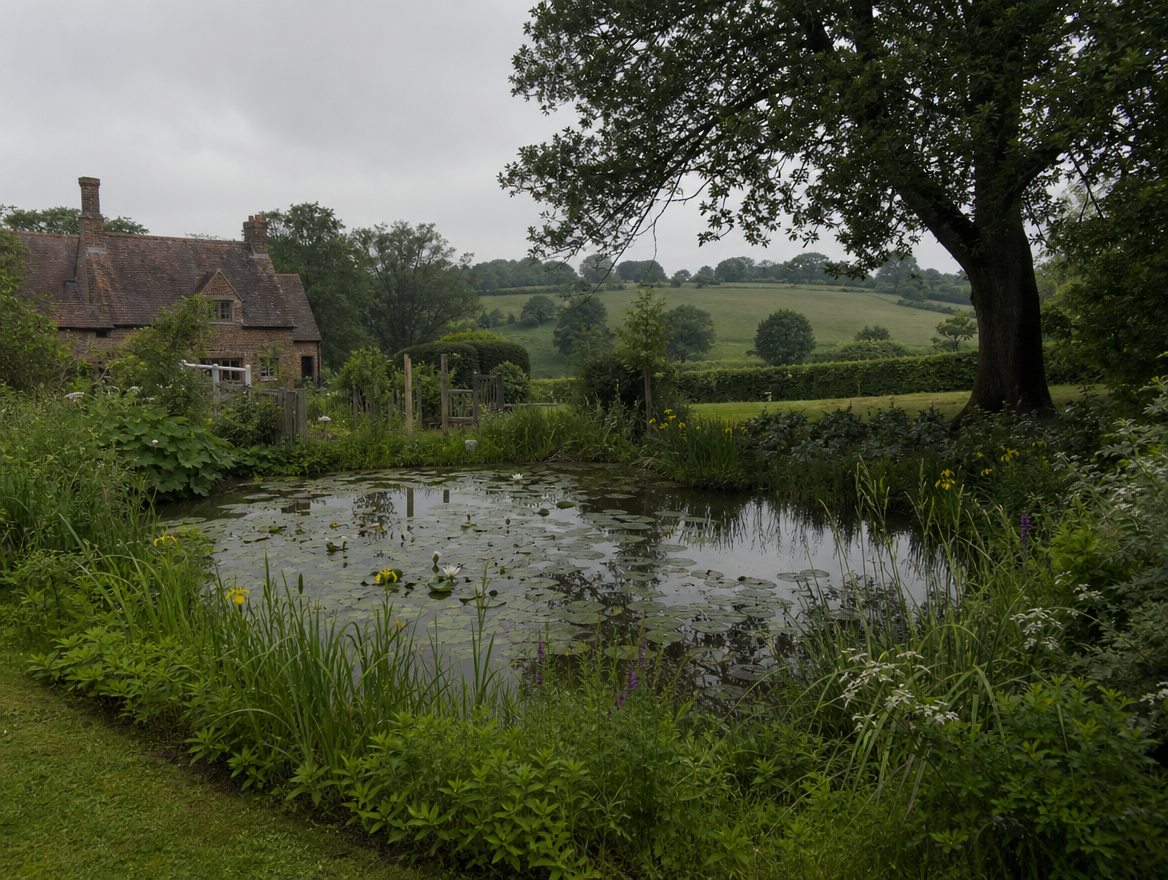 Aerial view of a living pool with its planted regeneration zone