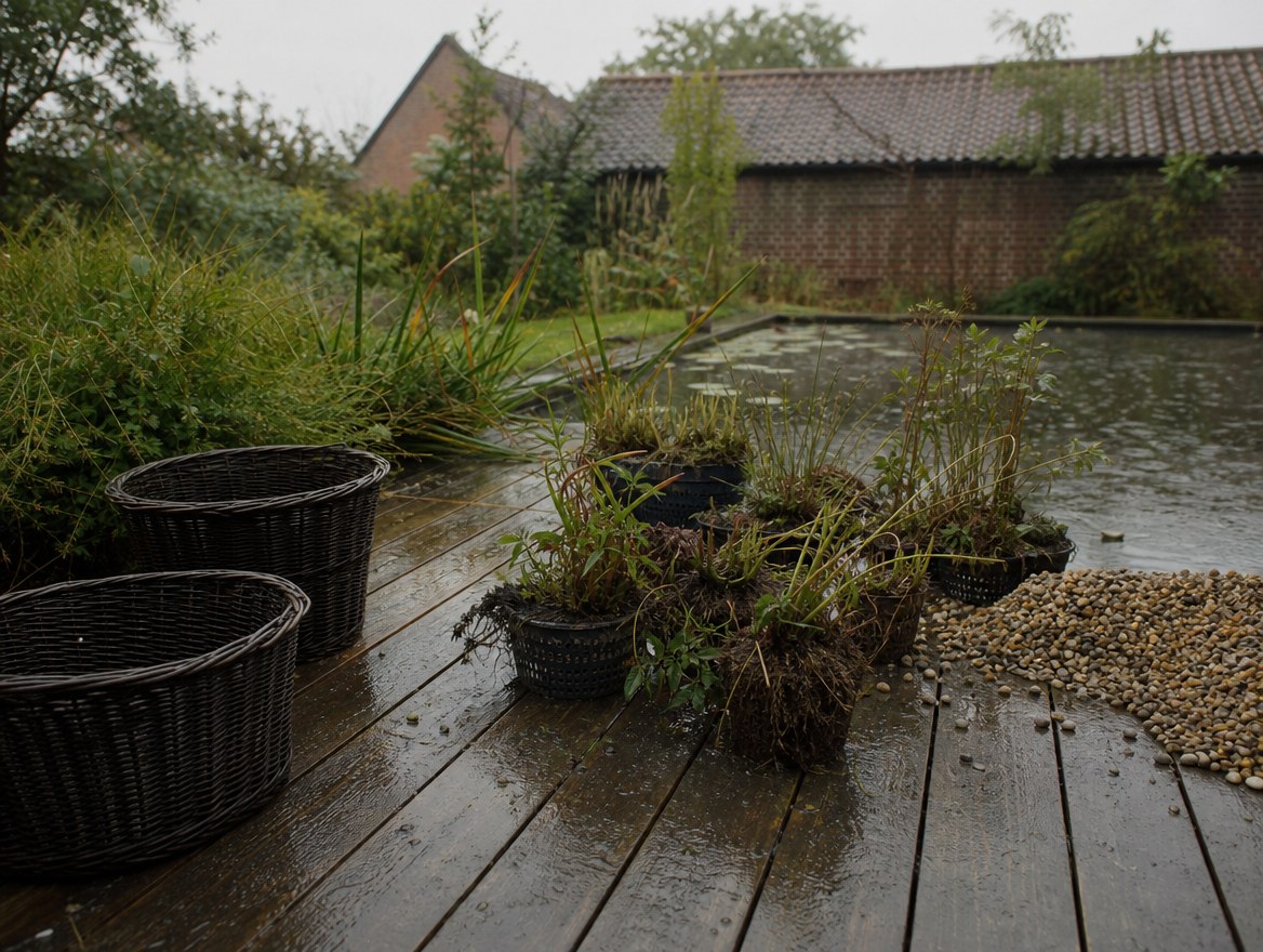 Reeds and water lilies growing in a regeneration zone