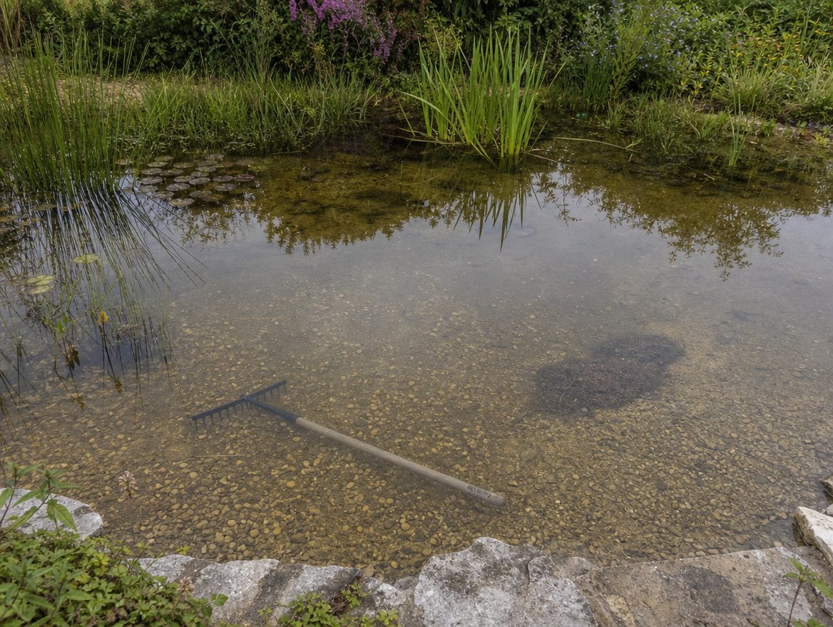 Living pool on a still, misty winter morning