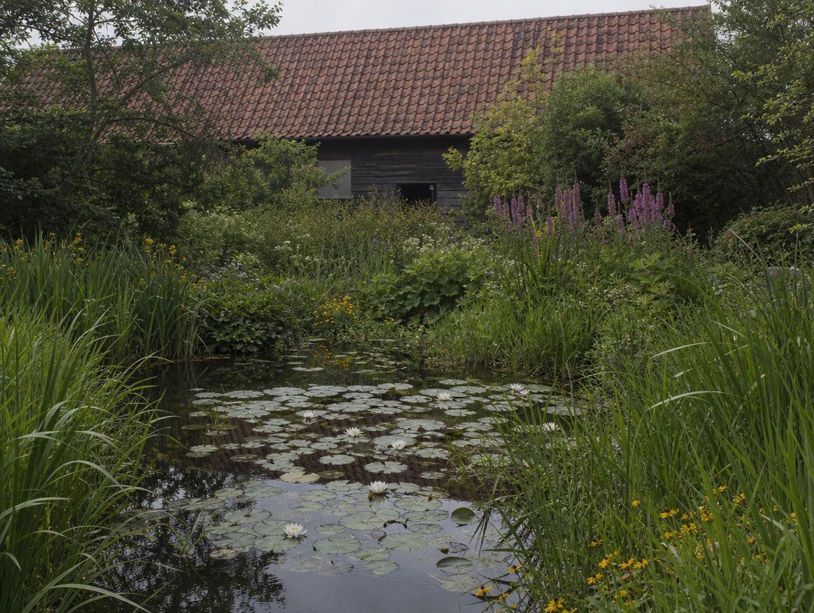 Natural pool with stone coping and a clean, considered edge
